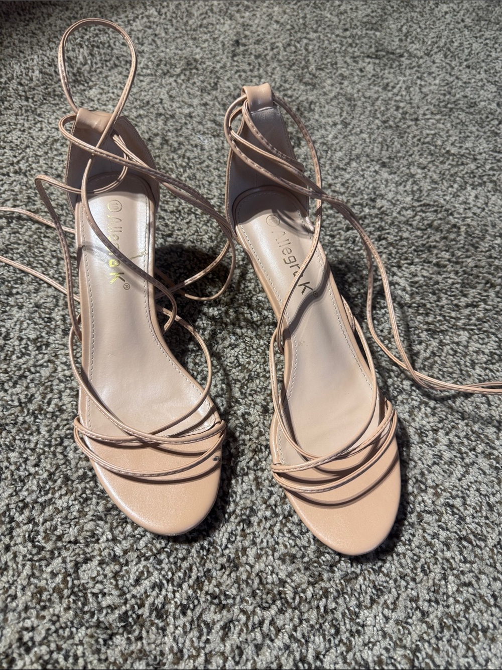 Nude Strappy Lace-Up Sandals